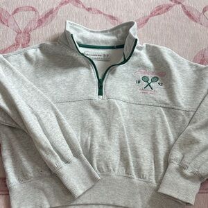 Abercrombie Kids Light Gray Quarter-Zip Sweater